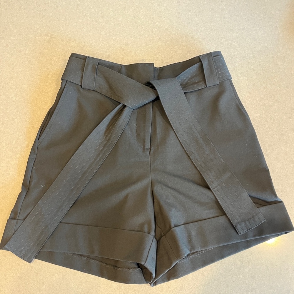 NWOT Rachel Zoe Black High-Waist Tie-Belt Tailored Shorts Size 4